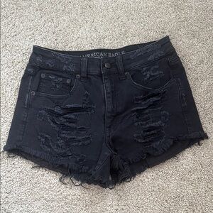 American Eagle Outfitters Black Distressed Jean Shorts